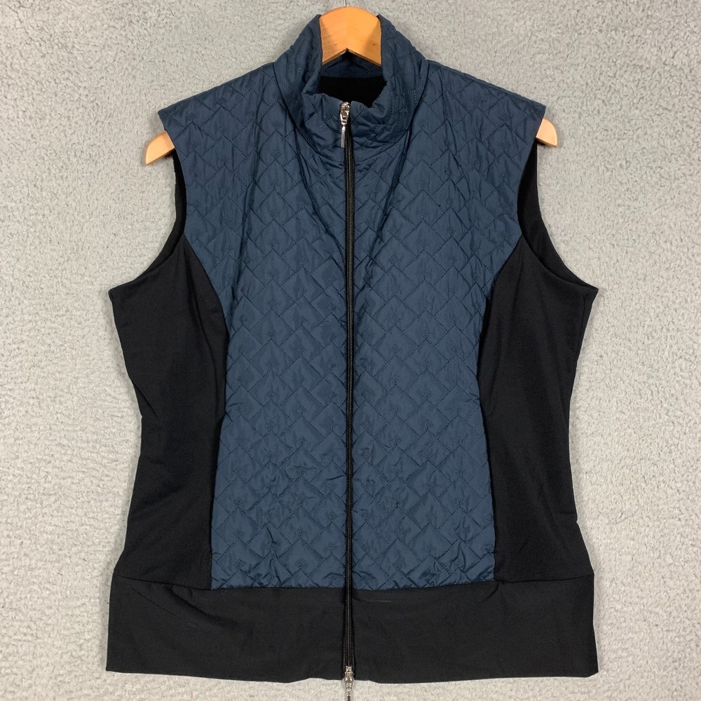 Anatomie Hybrid Vest Women's‎ XL Navy/Black Full Zip Quilted Travel Verdi Diamo